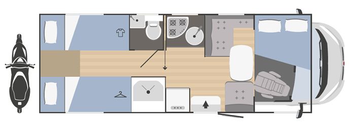 Obytný vůz Rimor Seal 695 plánek den